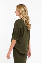 Load image into Gallery viewer, Bradley linen stitch top khaki