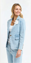 Load image into Gallery viewer, Denim blazer with Flower Brooch