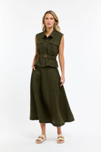 Load image into Gallery viewer, Dakota khaki linen skirt
