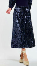 Load image into Gallery viewer, Sequin skirt navy
