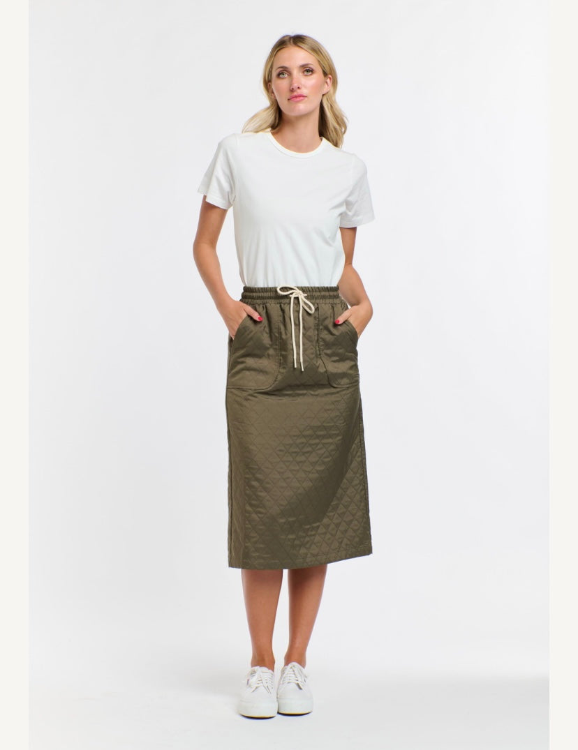 Quilted khaki skirt