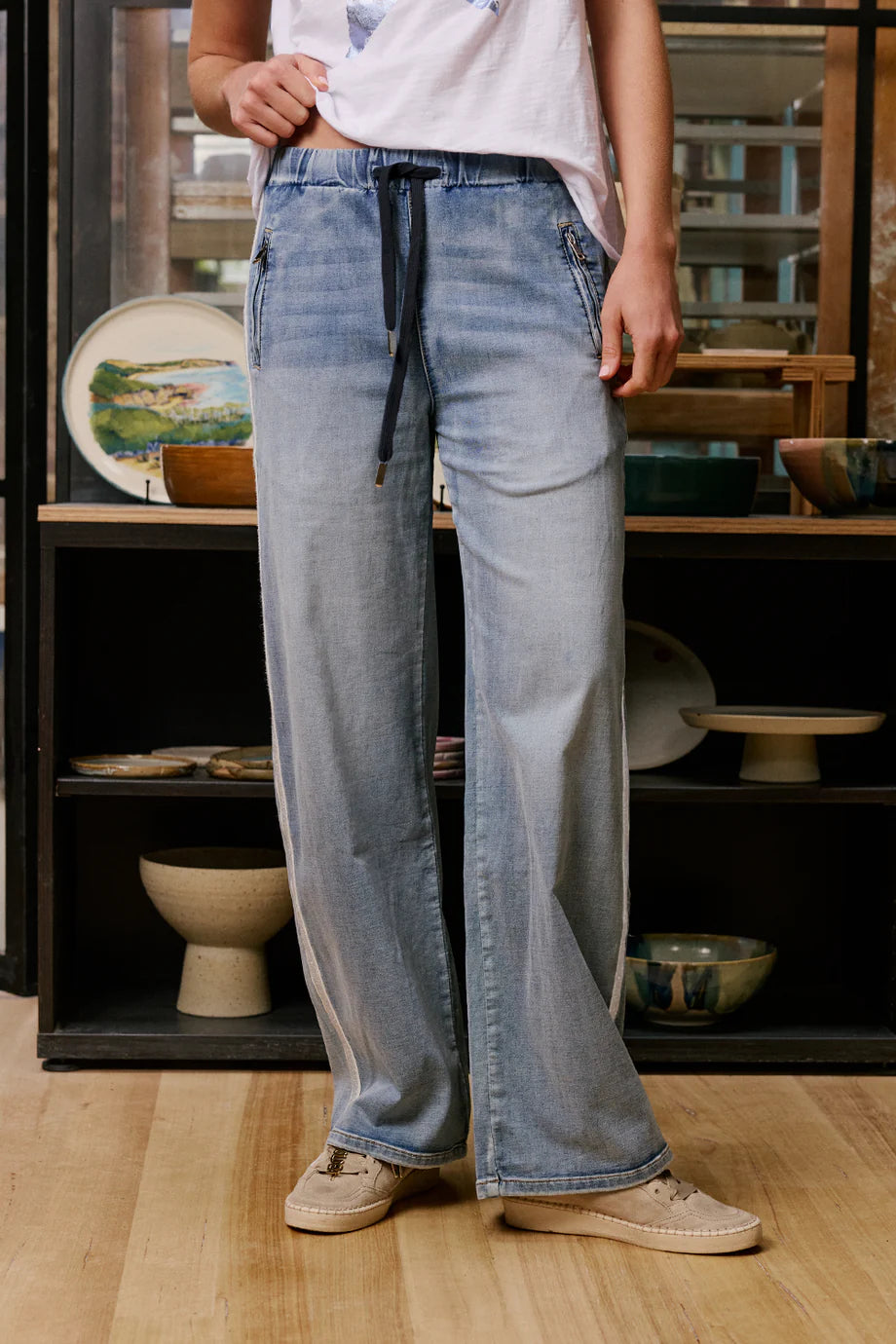 Glam track denim silver