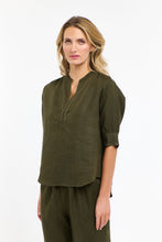 Load image into Gallery viewer, Bradley linen stitch top khaki
